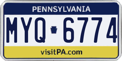 PA license plate MYQ6774