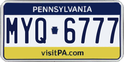 PA license plate MYQ6777