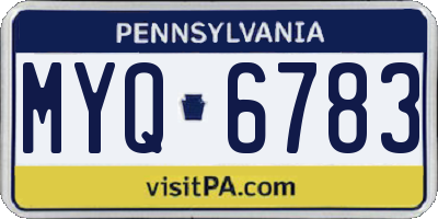 PA license plate MYQ6783