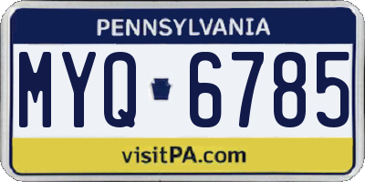 PA license plate MYQ6785