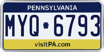PA license plate MYQ6793