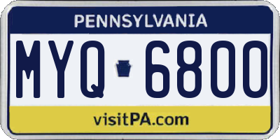 PA license plate MYQ6800