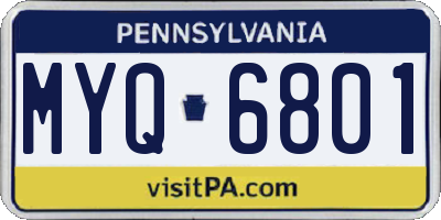 PA license plate MYQ6801