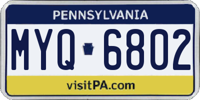 PA license plate MYQ6802