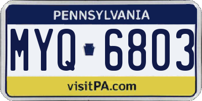 PA license plate MYQ6803