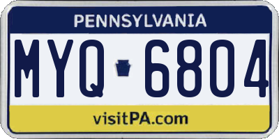 PA license plate MYQ6804