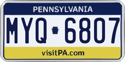 PA license plate MYQ6807