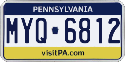 PA license plate MYQ6812