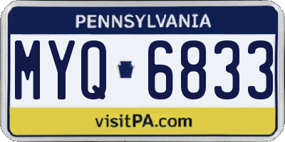 PA license plate MYQ6833