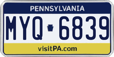 PA license plate MYQ6839