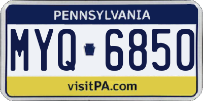 PA license plate MYQ6850