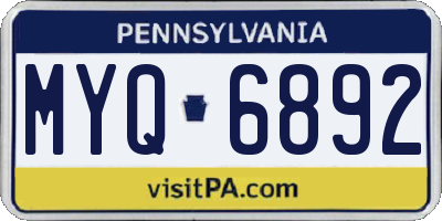 PA license plate MYQ6892
