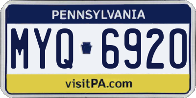 PA license plate MYQ6920