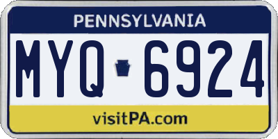 PA license plate MYQ6924