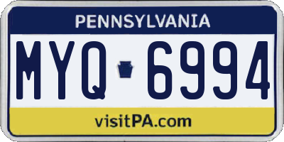 PA license plate MYQ6994