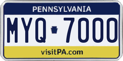 PA license plate MYQ7000