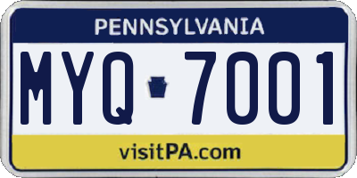 PA license plate MYQ7001