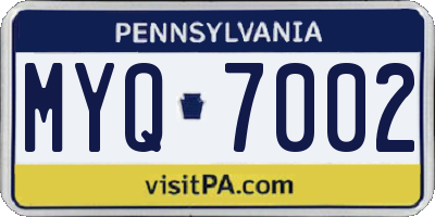 PA license plate MYQ7002