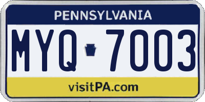 PA license plate MYQ7003