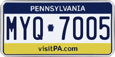 PA license plate MYQ7005