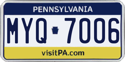 PA license plate MYQ7006