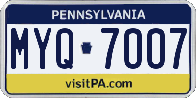 PA license plate MYQ7007