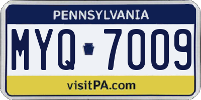 PA license plate MYQ7009