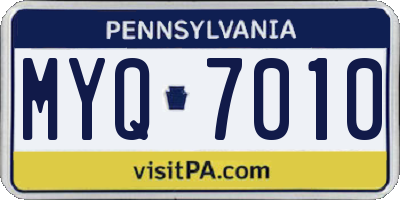 PA license plate MYQ7010