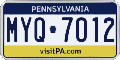 PA license plate MYQ7012