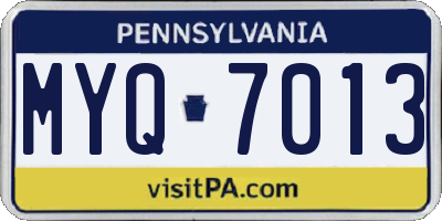PA license plate MYQ7013
