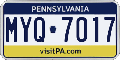 PA license plate MYQ7017