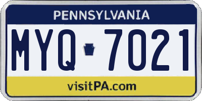 PA license plate MYQ7021