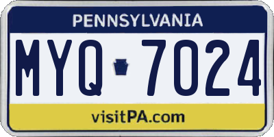 PA license plate MYQ7024