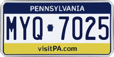 PA license plate MYQ7025