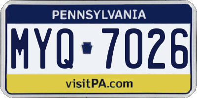 PA license plate MYQ7026