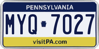 PA license plate MYQ7027