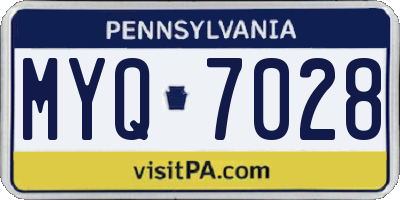 PA license plate MYQ7028
