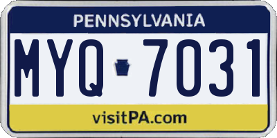 PA license plate MYQ7031