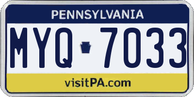 PA license plate MYQ7033
