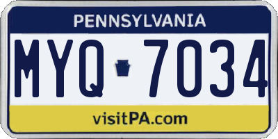 PA license plate MYQ7034