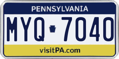 PA license plate MYQ7040