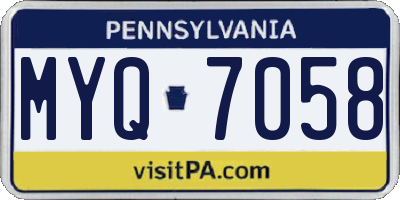 PA license plate MYQ7058