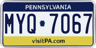 PA license plate MYQ7067