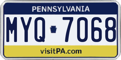 PA license plate MYQ7068