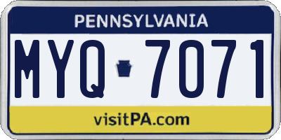 PA license plate MYQ7071