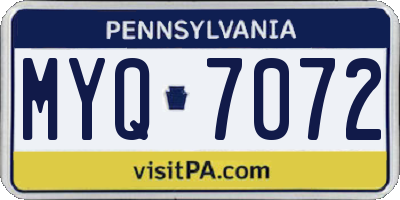 PA license plate MYQ7072