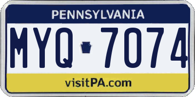 PA license plate MYQ7074