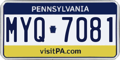 PA license plate MYQ7081