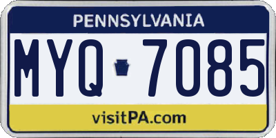 PA license plate MYQ7085