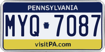 PA license plate MYQ7087